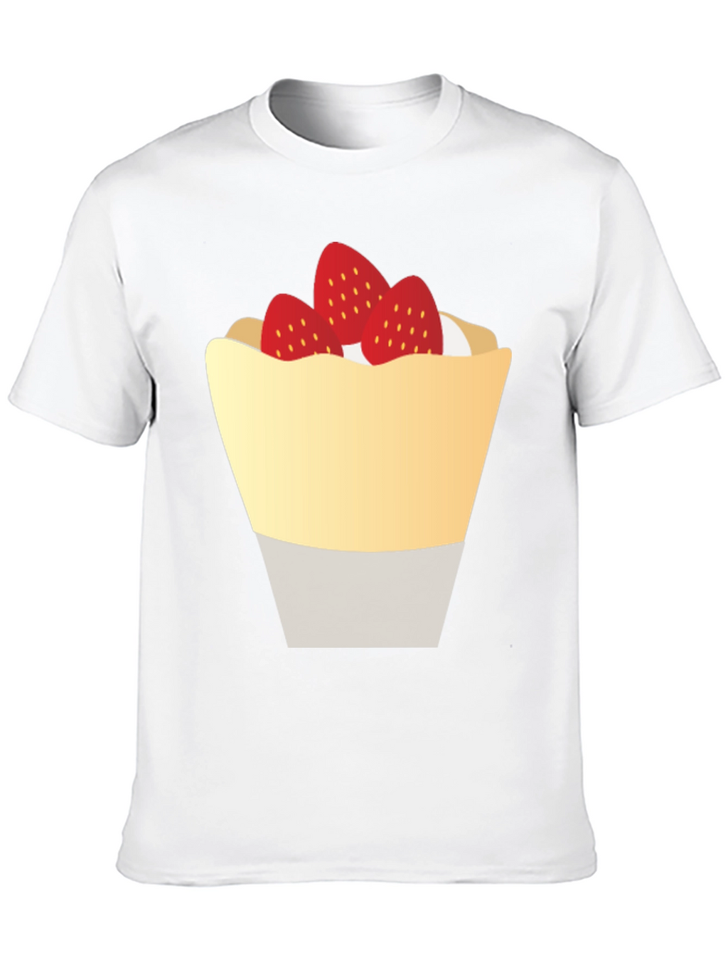 Strawberry Dessert Graphic Tee - Casual Black T-Shirt