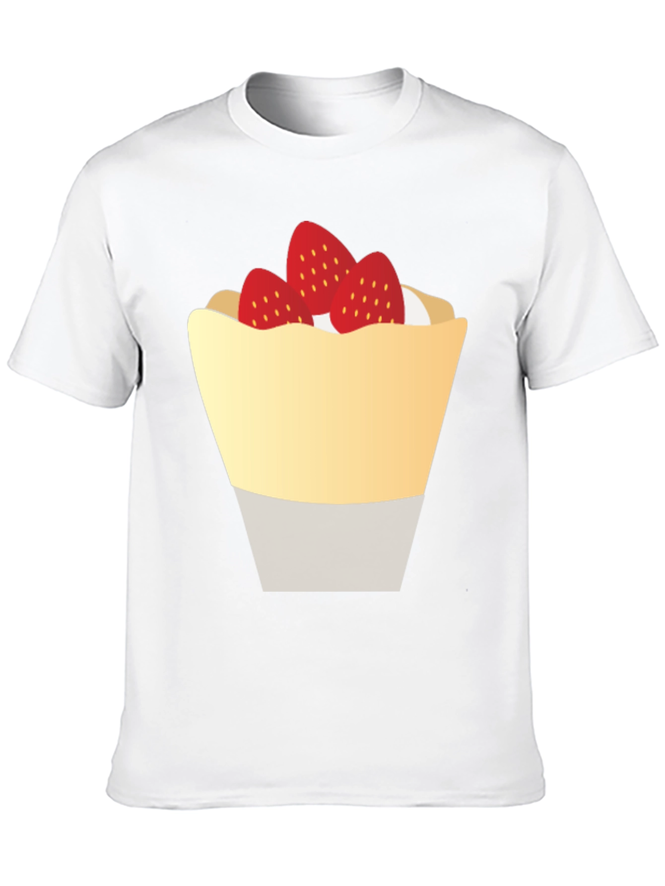 Strawberry Dessert Graphic Tee - Casual Black T-Shirt
