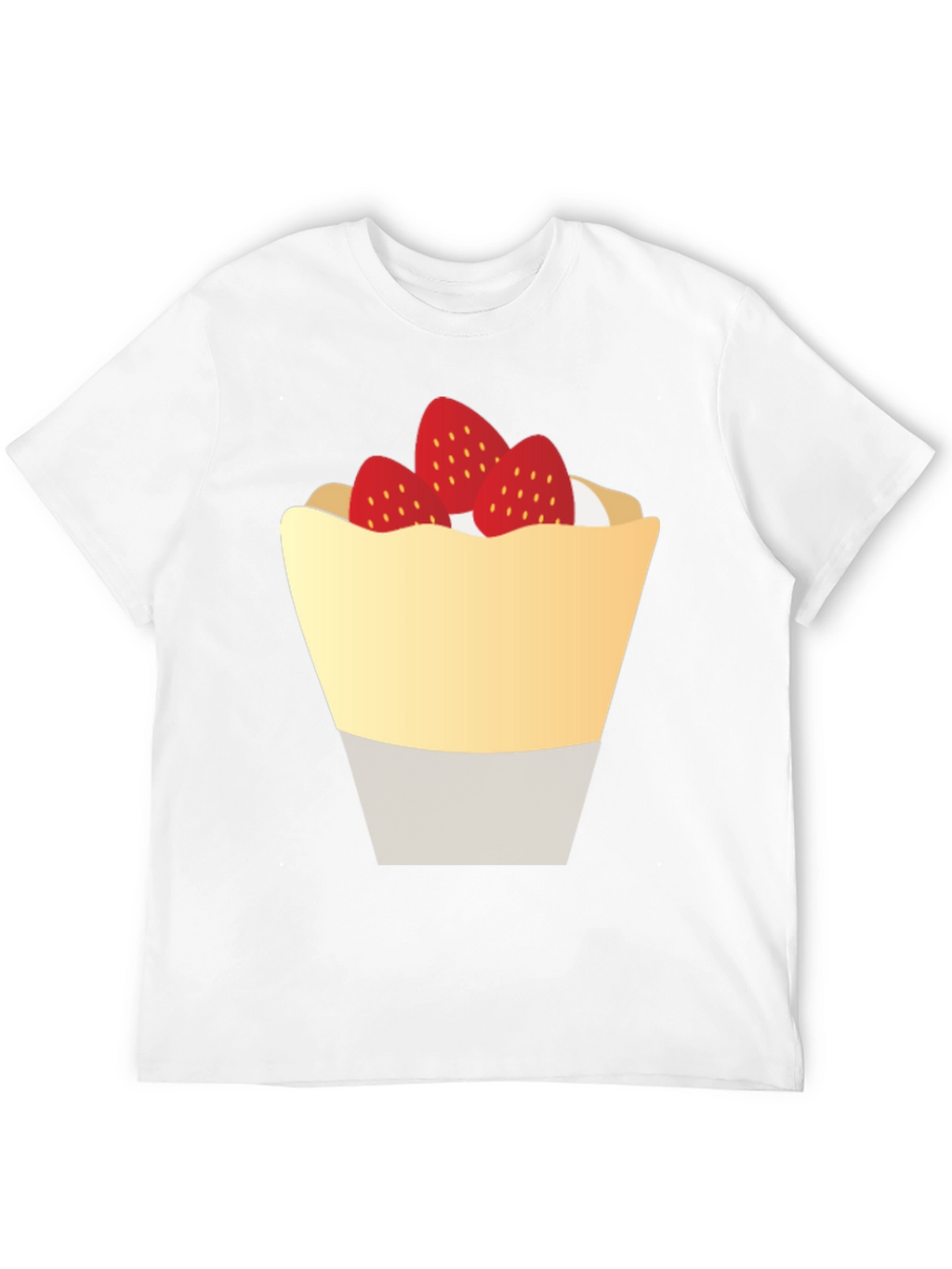 Strawberry Dessert Graphic Tee - Casual Black T-Shirt