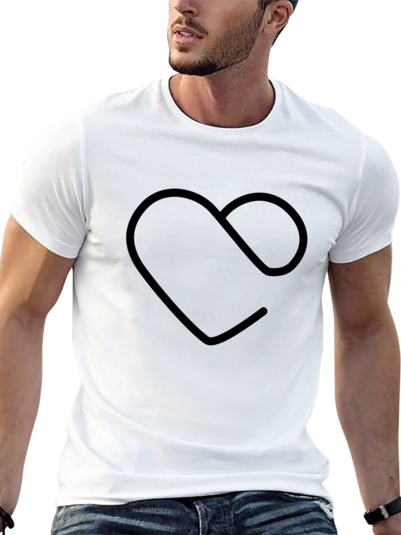 Mens Black Graphic Tee - Heart & Infinity Design