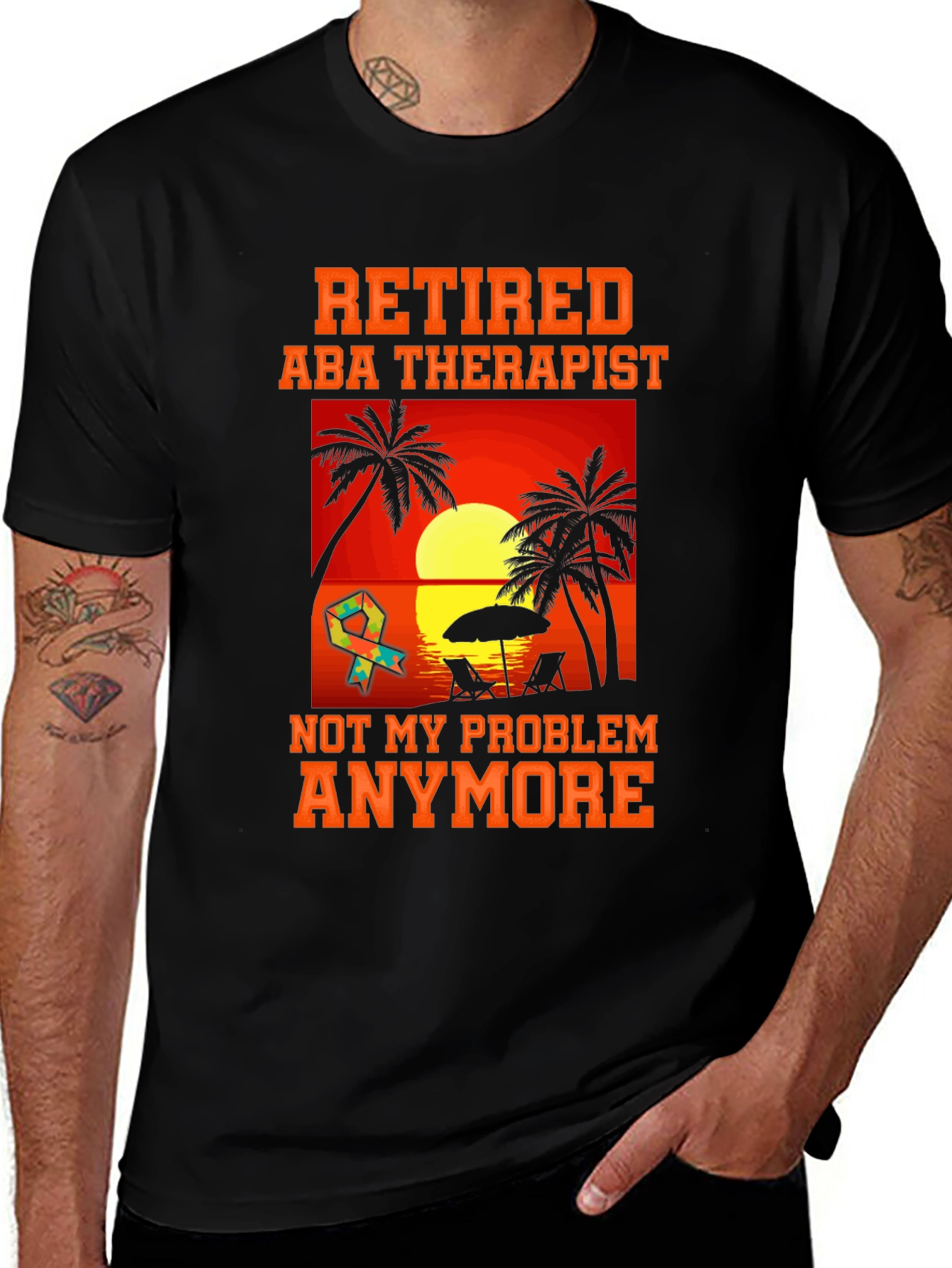 Retired ABA Therapist T-Shirt - Beach Design