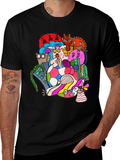 Funky Doodle Graphic Tee - Black Casual T-Shirt