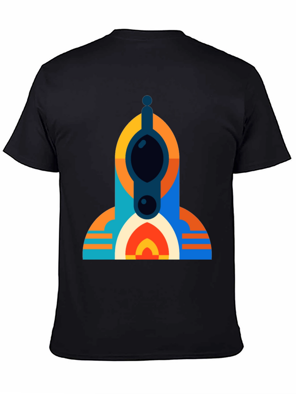 Geometric Tower Graphic Tee - Modern Black T-Shirt