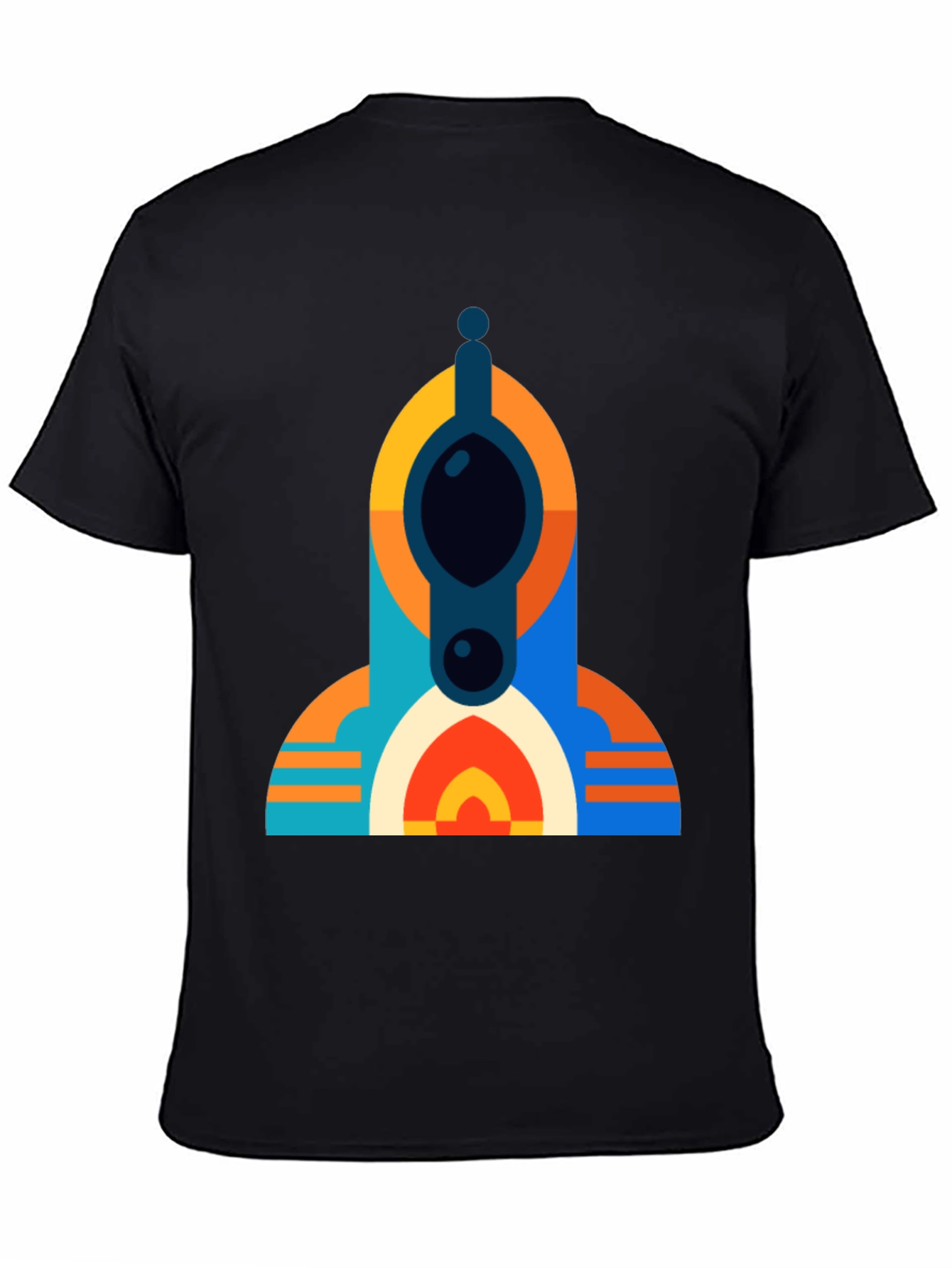 Geometric Tower Graphic Tee - Modern Black T-Shirt