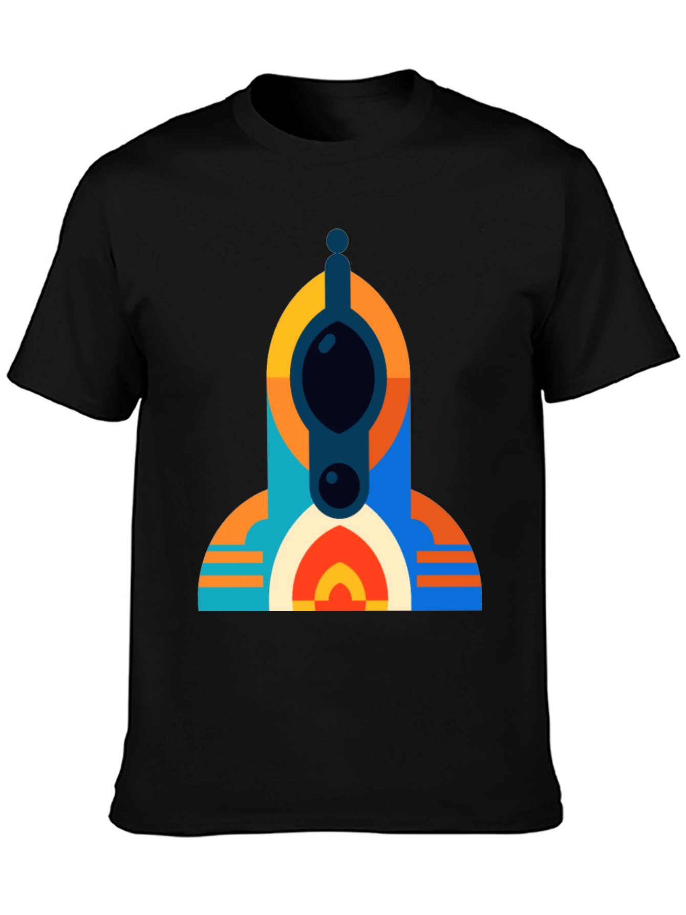 Geometric Tower Graphic Tee - Modern Black T-Shirt