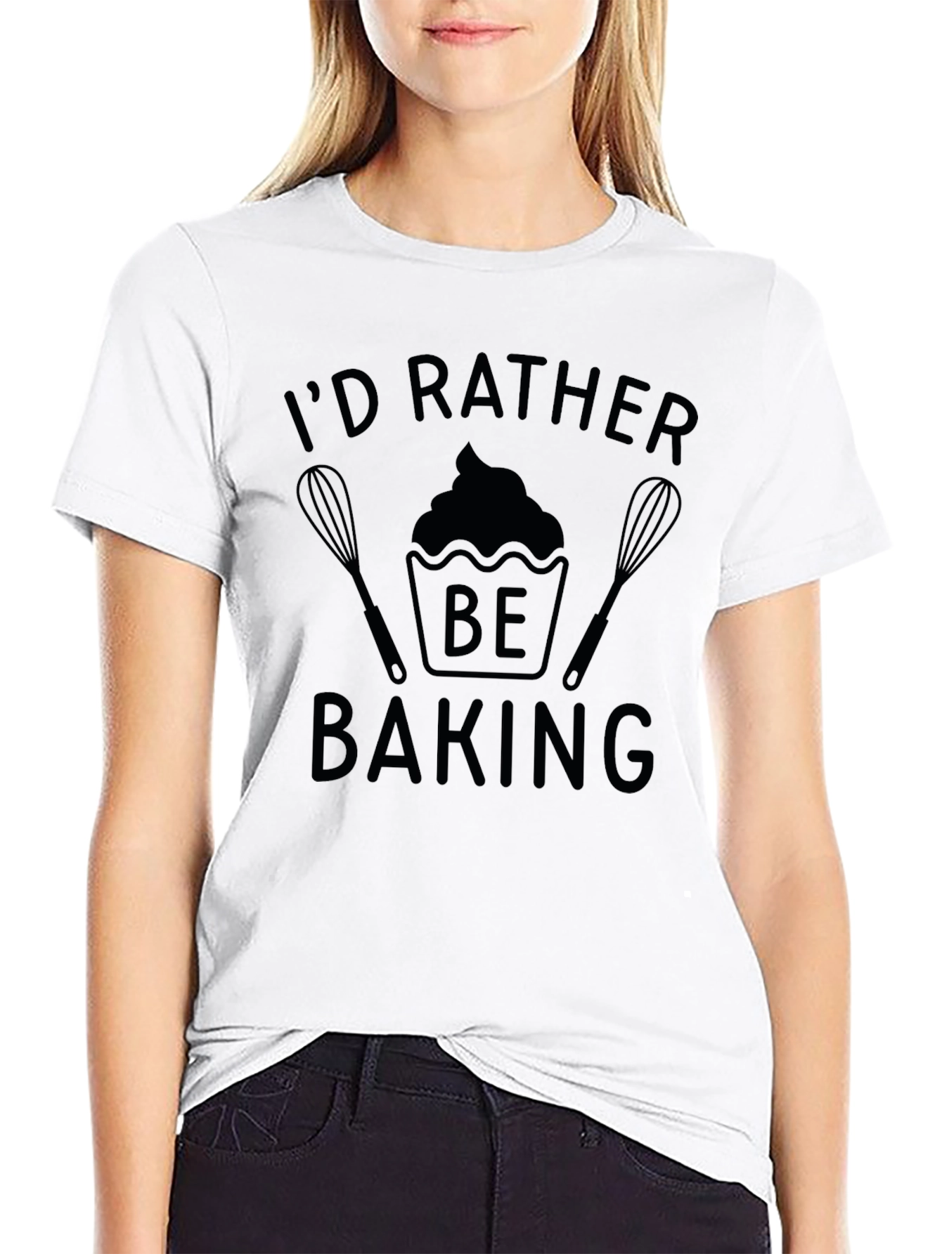 Id Rather Be Baking Black T-Shirt