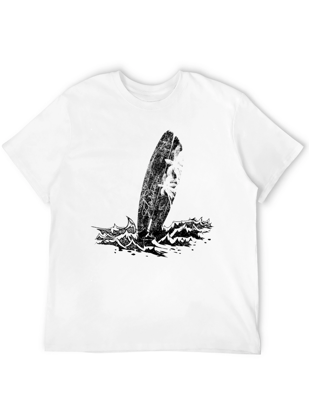 Black Surfboard Graphic Tee - Coastal Style