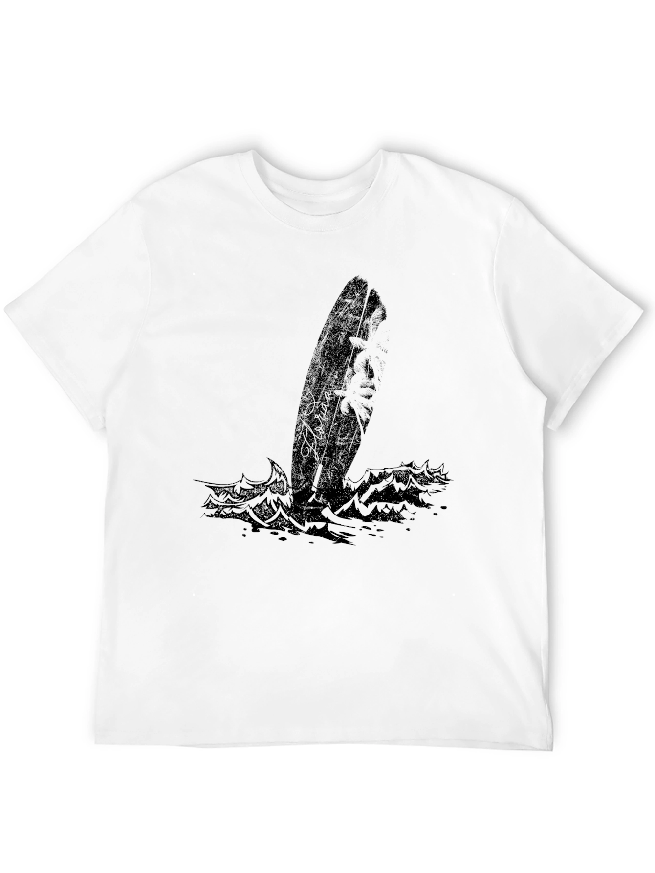 Black Surfboard Graphic Tee - Coastal Style