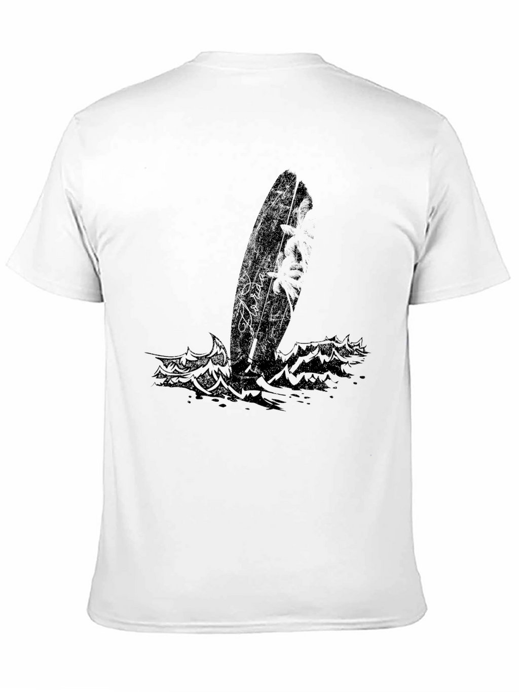 Black Surfboard Graphic Tee - Coastal Style