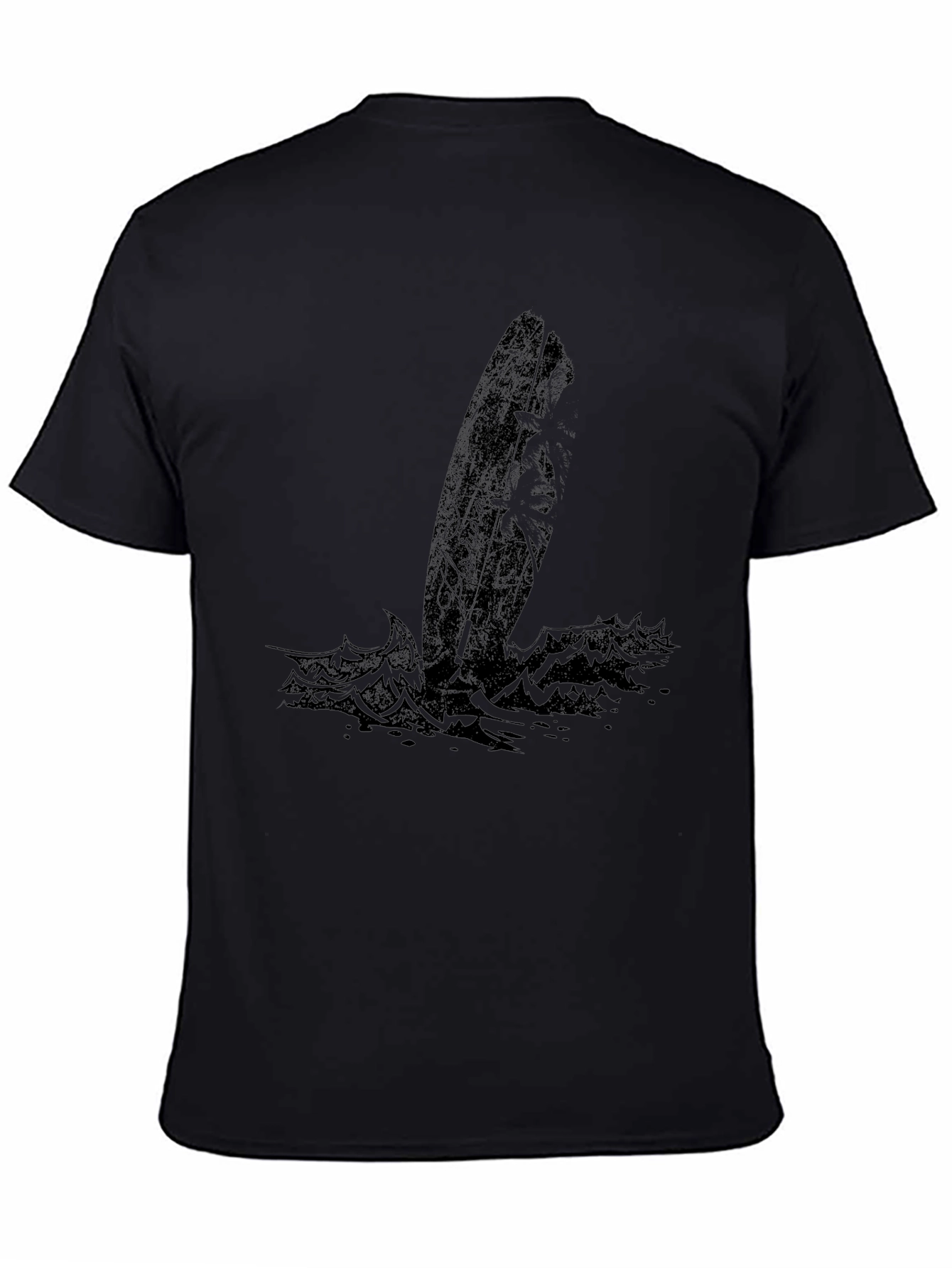 Black Surfboard Graphic Tee - Coastal Style