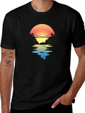 Sunset Bridge Graphic Tee - Black Cotton T-Shirt