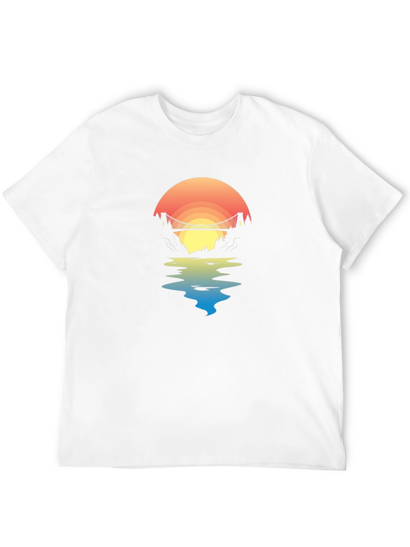 Sunset Bridge Graphic Tee - Black Cotton T-Shirt