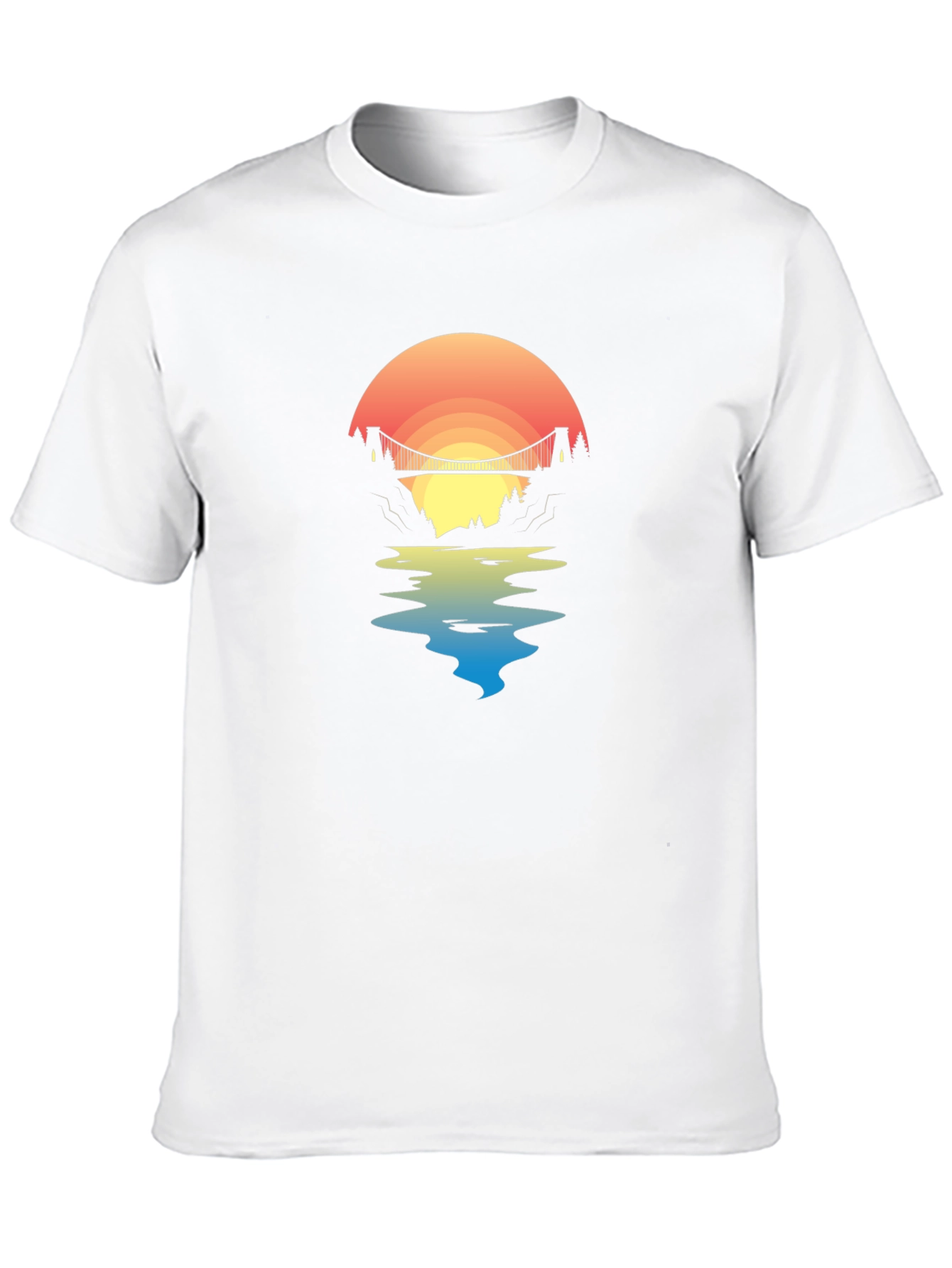 Sunset Bridge Graphic Tee - Black Cotton T-Shirt