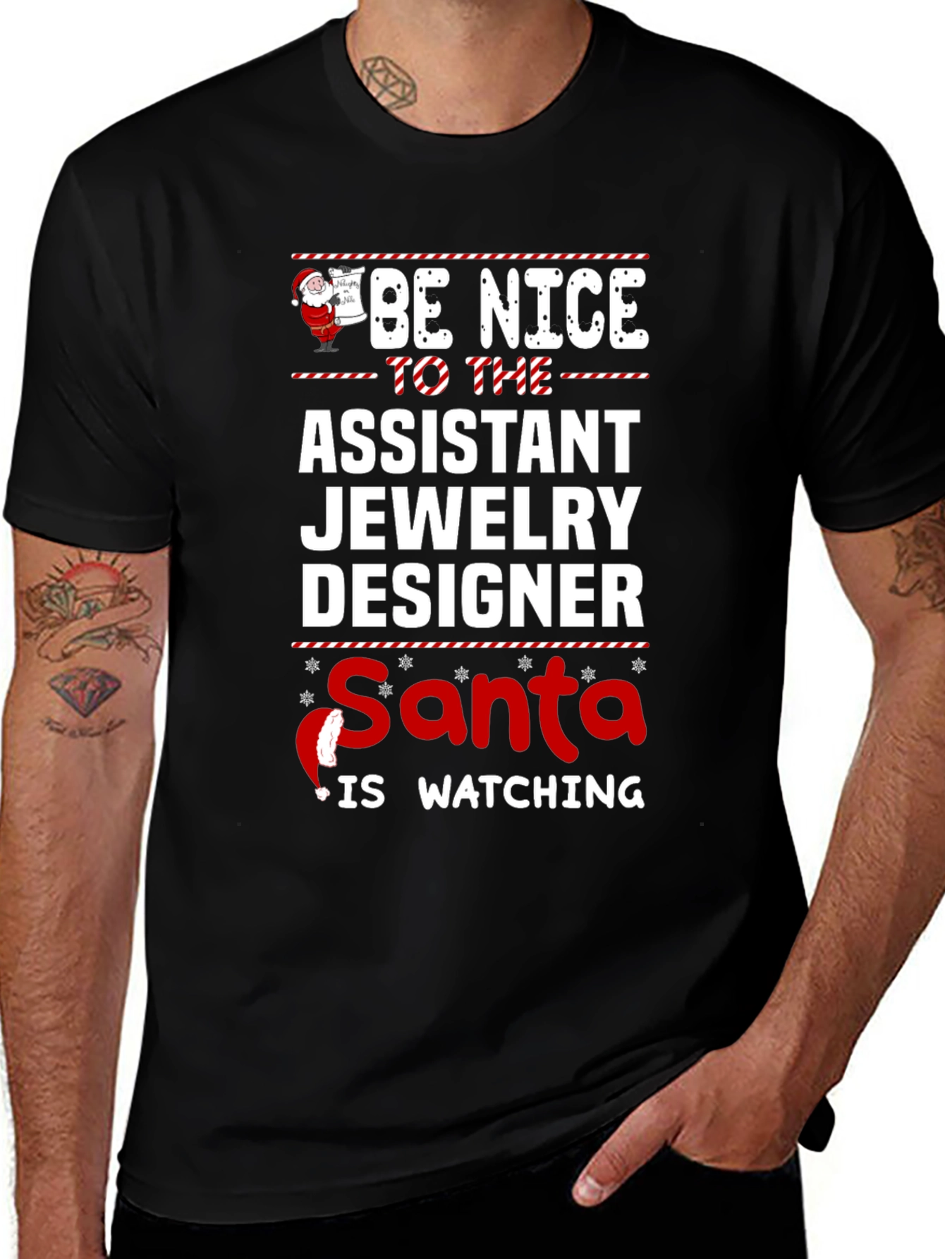Be Nice To The Assistant Jewelry Designer Santa Watching Tee