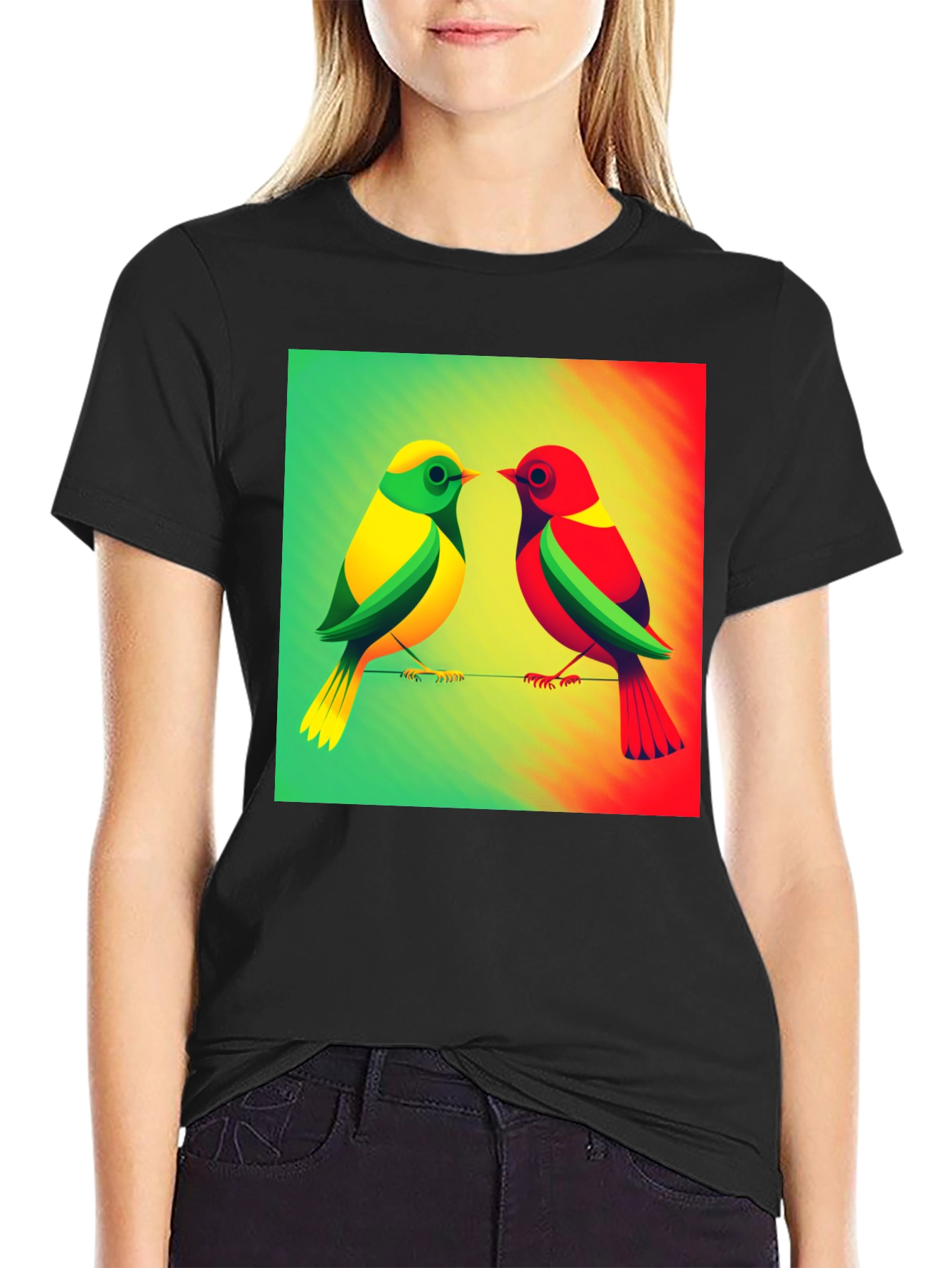 Colorful Bird Graphic Tee - Stylish Unisex T-Shirt