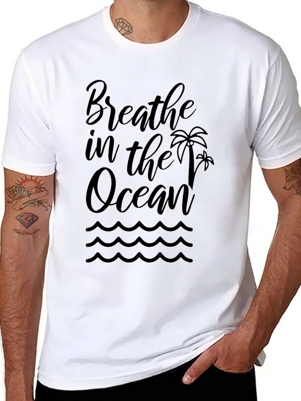 Breathe in the Ocean Black Graphic T-Shirt
