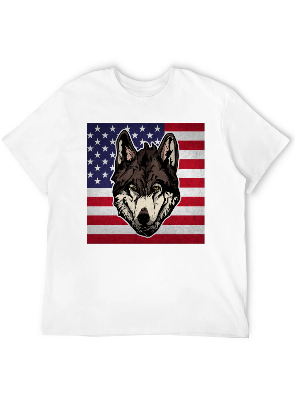 Wolf USA Flag Graphic T-Shirt - Patriotic Style
