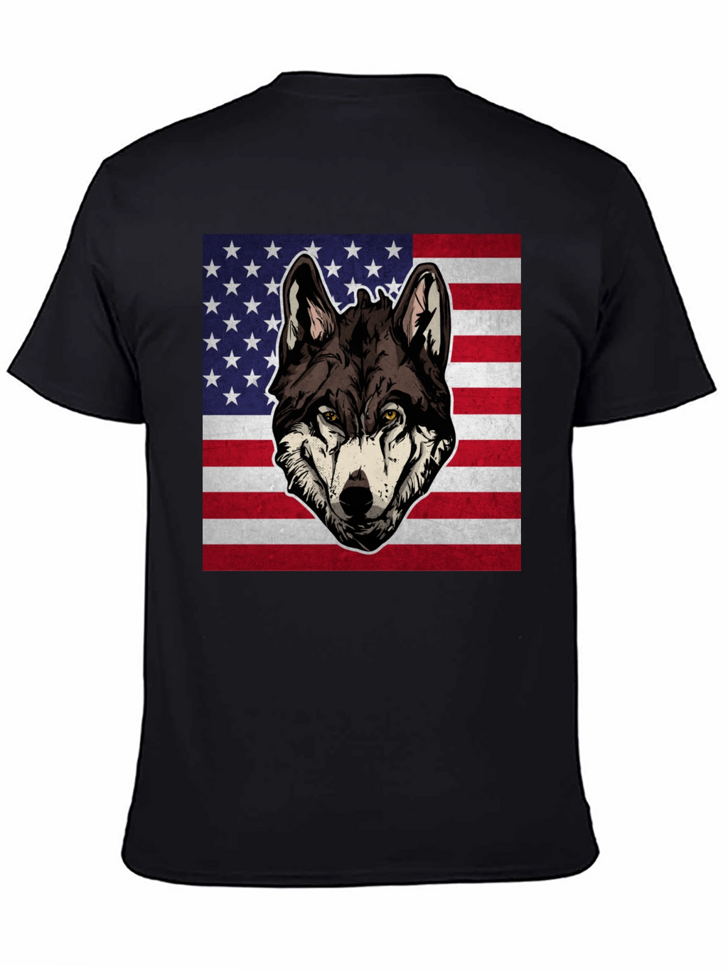 Wolf USA Flag Graphic T-Shirt - Patriotic Style