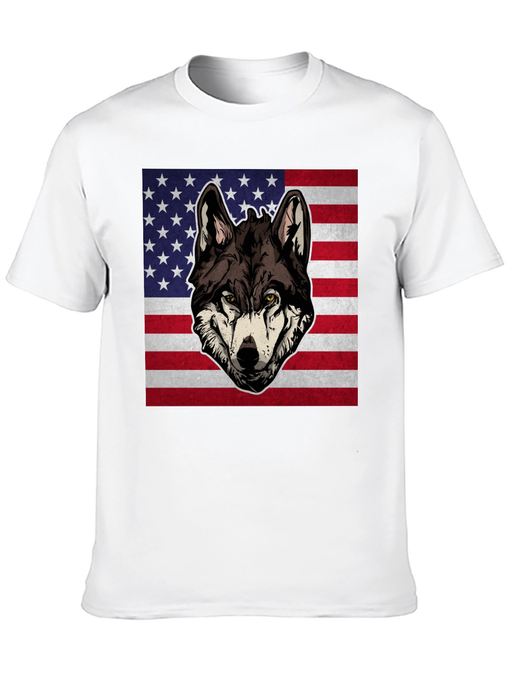 Wolf USA Flag Graphic T-Shirt - Patriotic Style