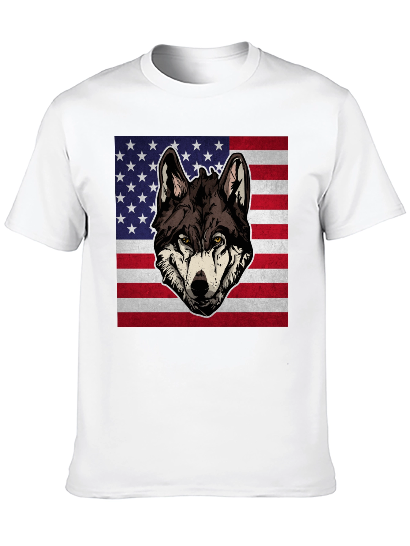 Wolf USA Flag Graphic T-Shirt - Patriotic Style