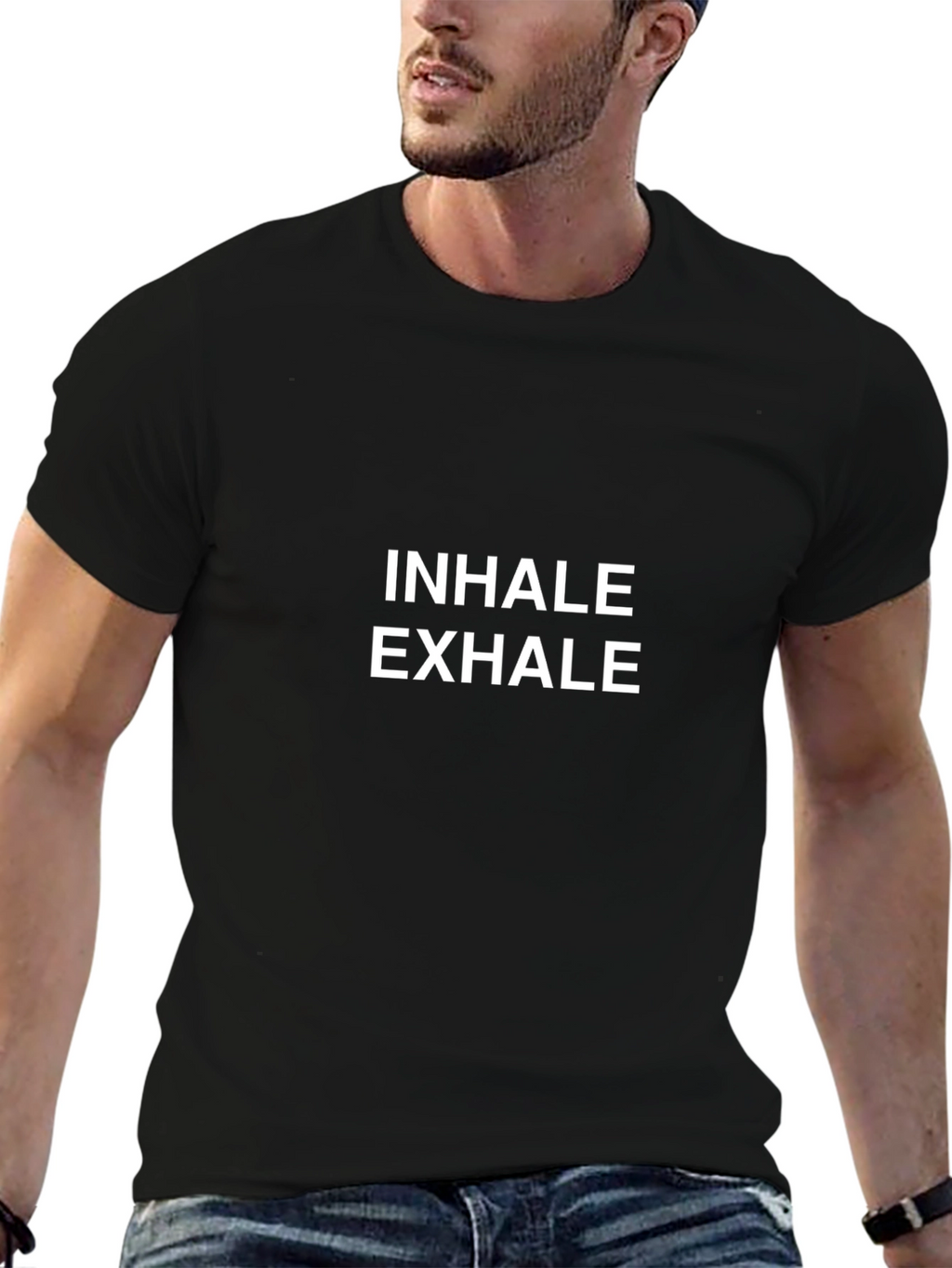 Inhale Exhale Graphic Black T-Shirt