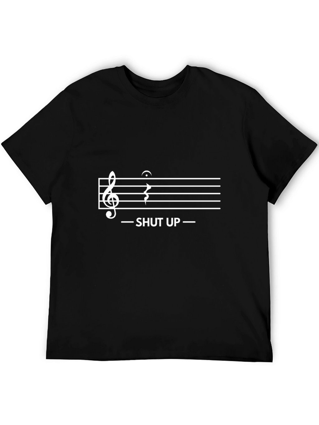 Shut Up Music Note Graphic T-Shirt - Black