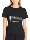 Shut Up Music Note Graphic T-Shirt - Black