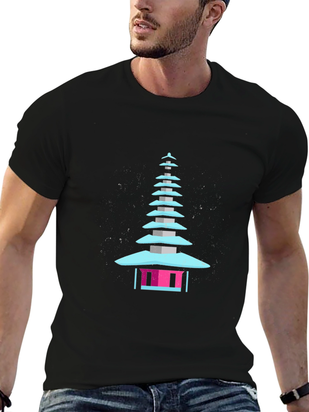 Pagoda Graphic Tee - Mens Black T-Shirt