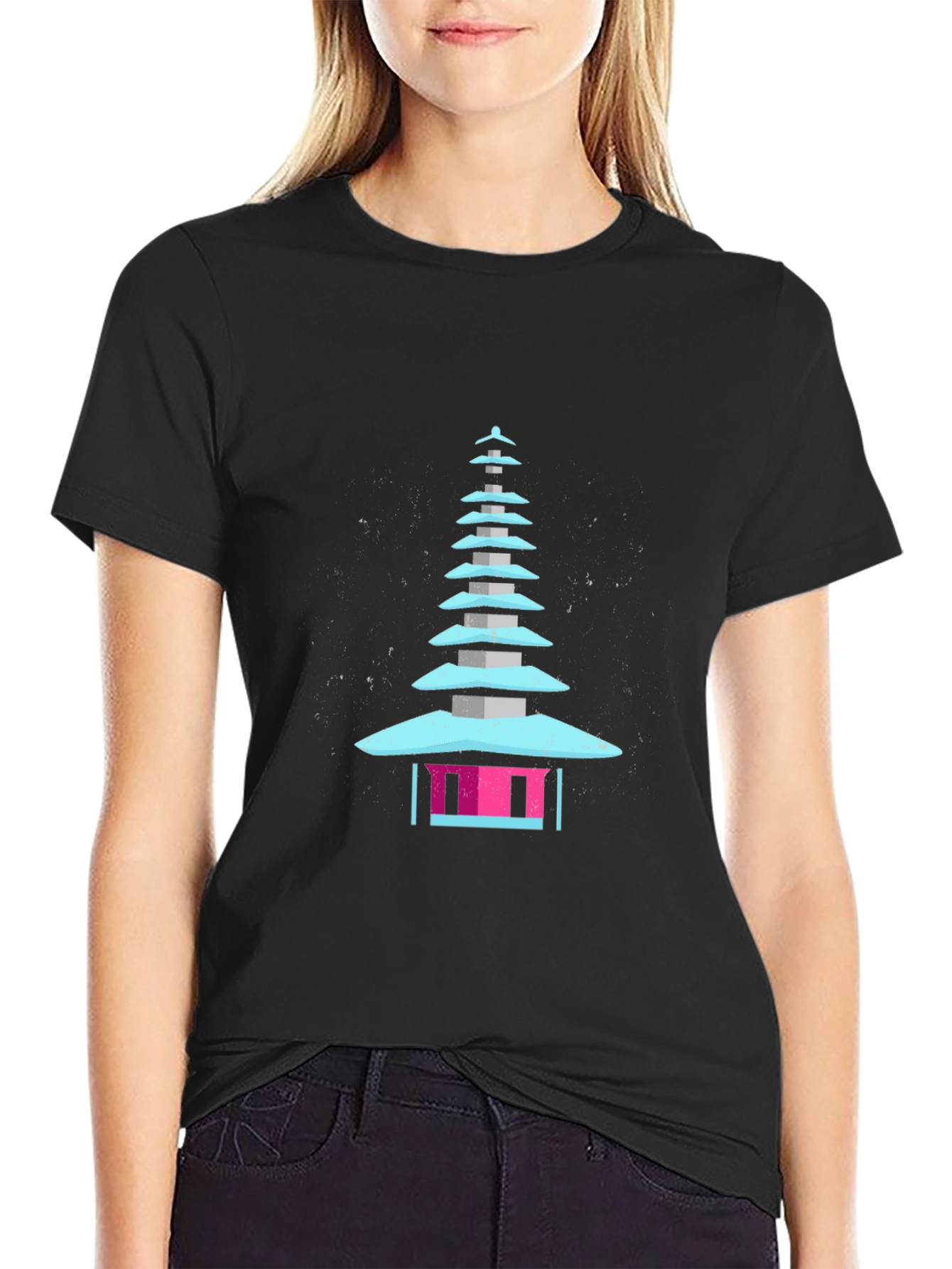 Pagoda Graphic Tee - Mens Black T-Shirt