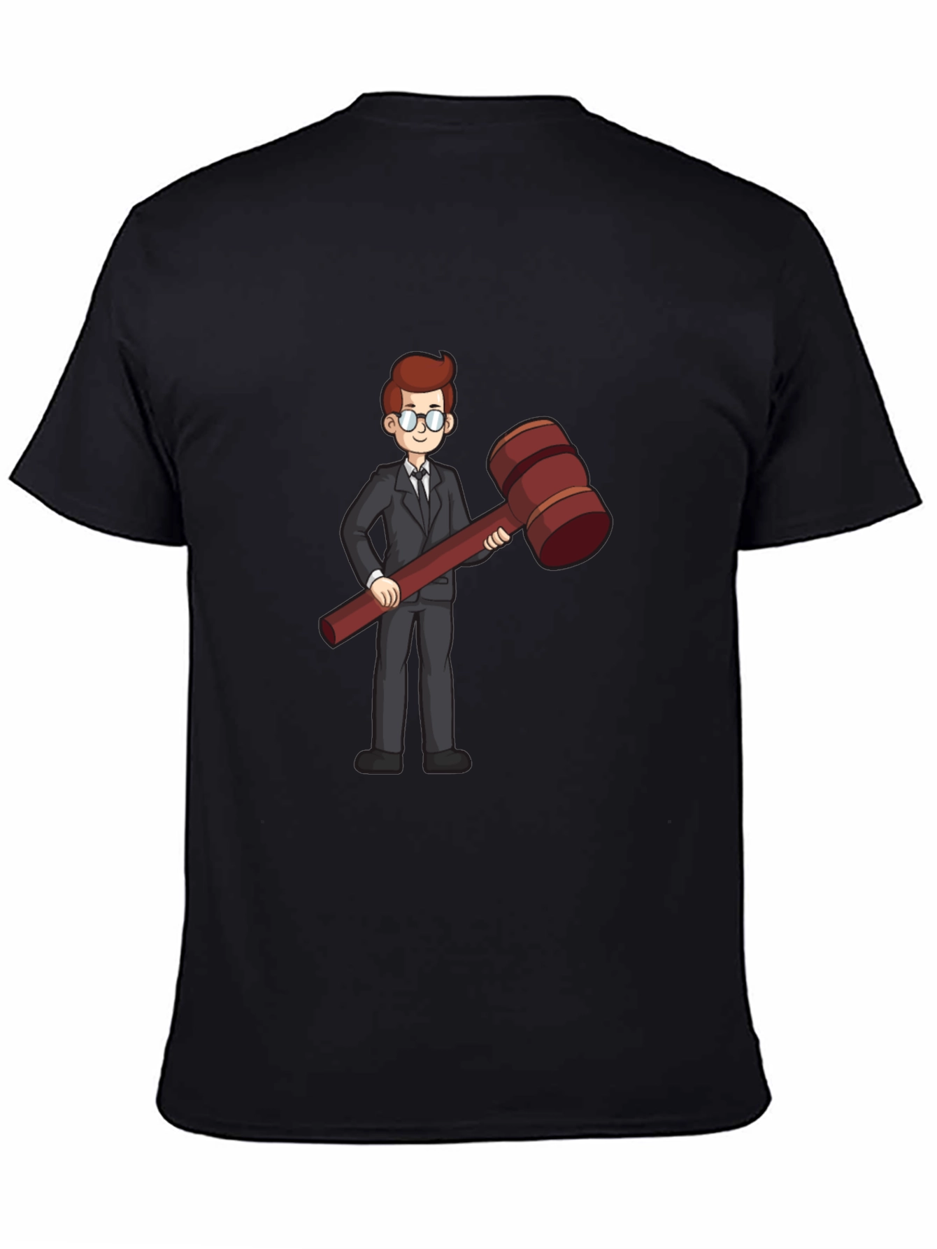 Judge Cartoon Graphic Tee - Black Cotton Shirt