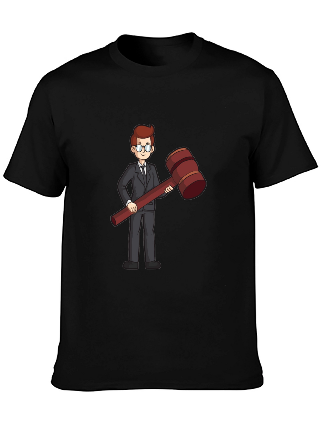 Judge Cartoon Graphic Tee - Black Cotton Shirt