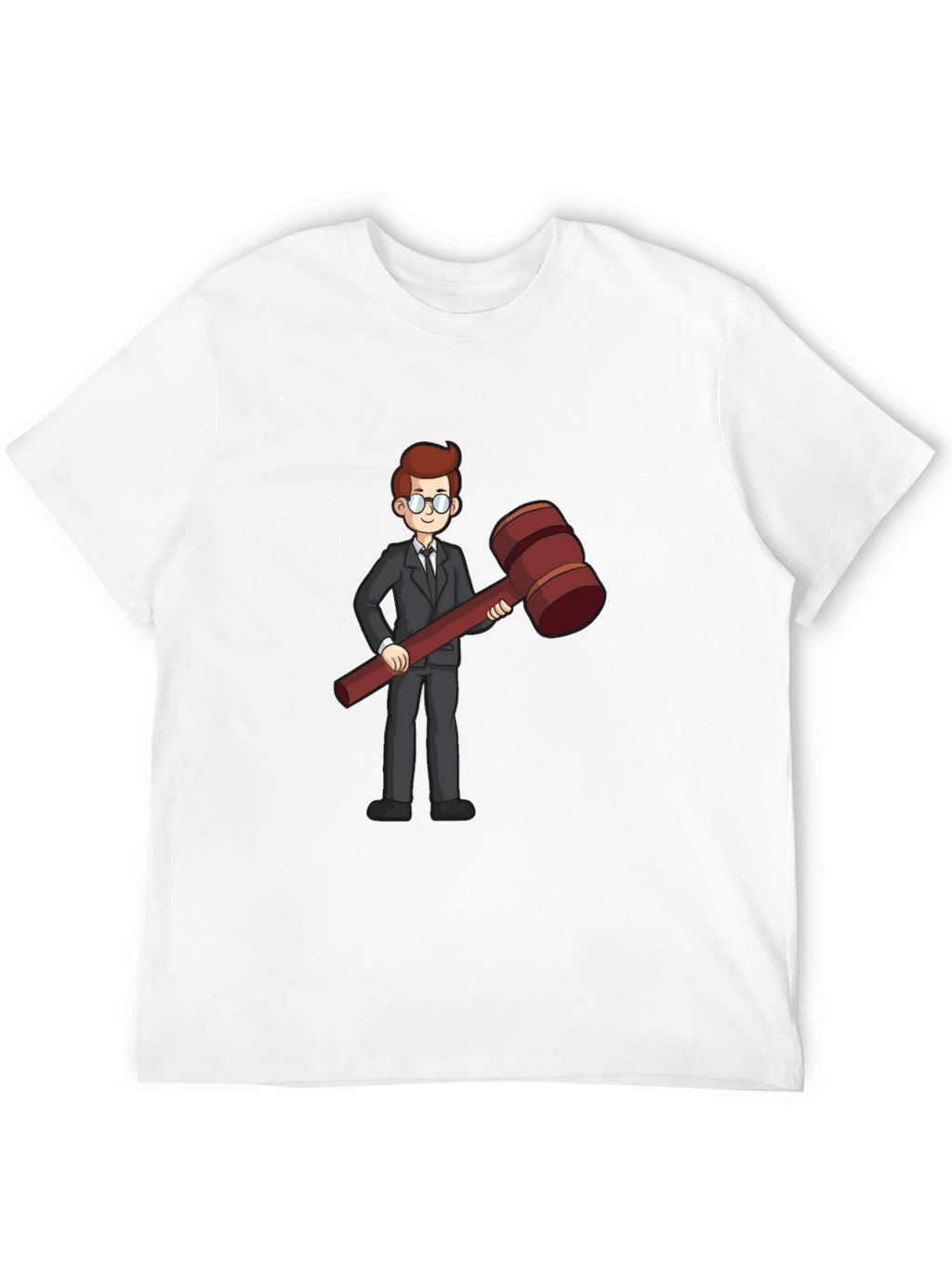 Judge Cartoon Graphic Tee - Black Cotton Shirt