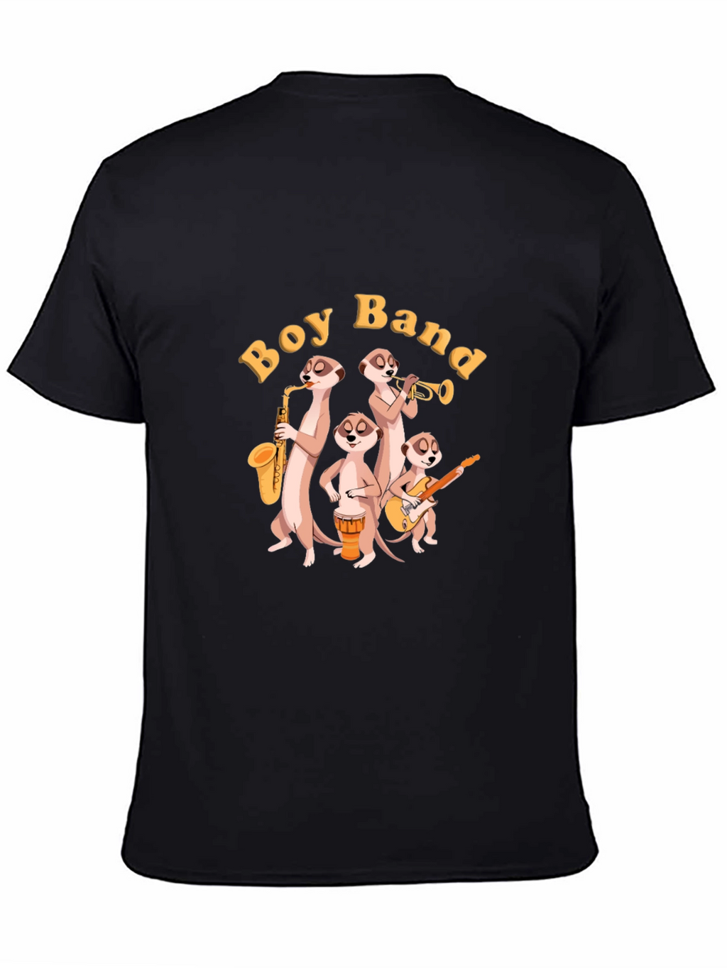 Meerkat Boy Band Graphic Black T-Shirt