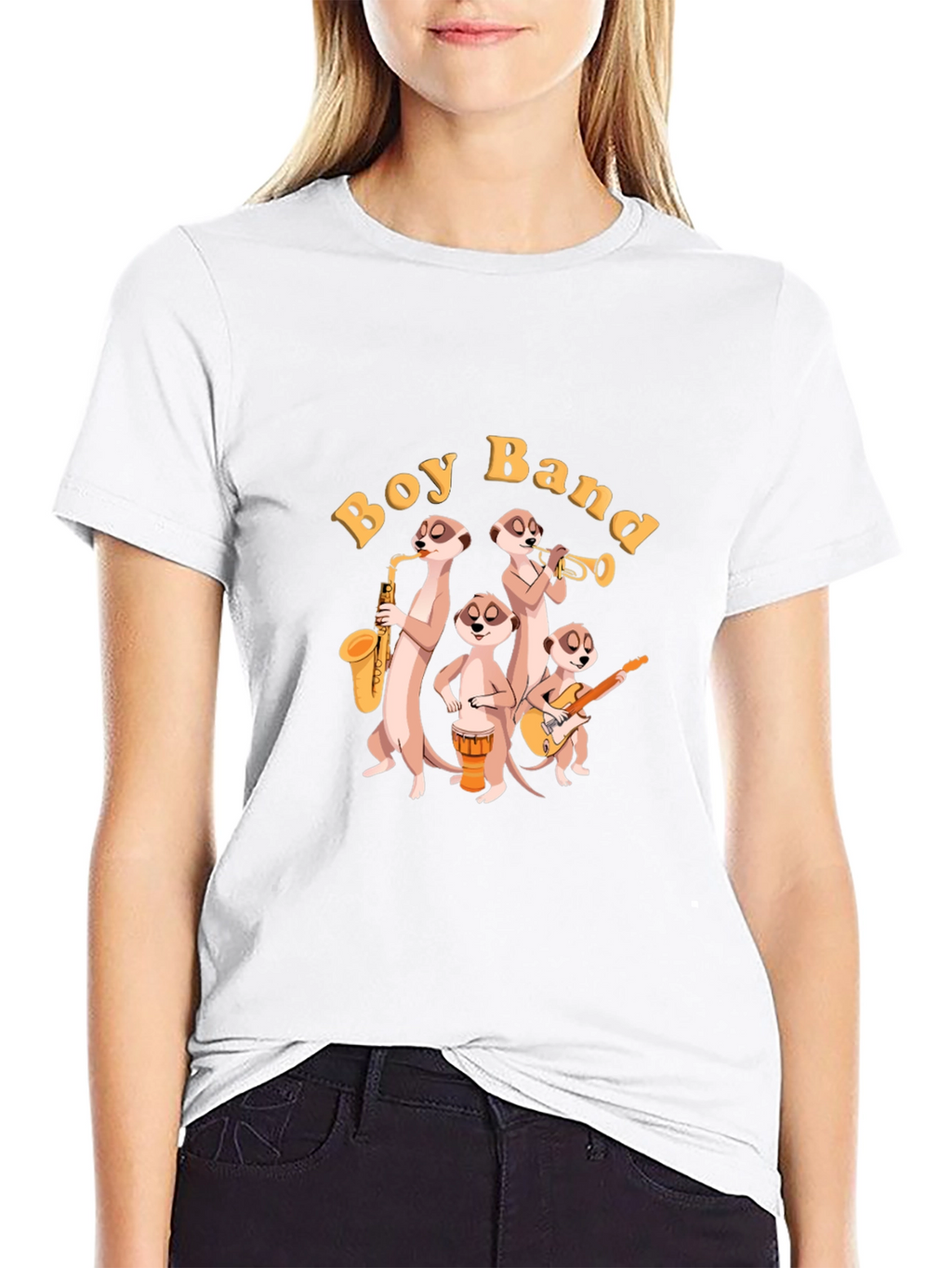 Meerkat Boy Band Graphic Black T-Shirt