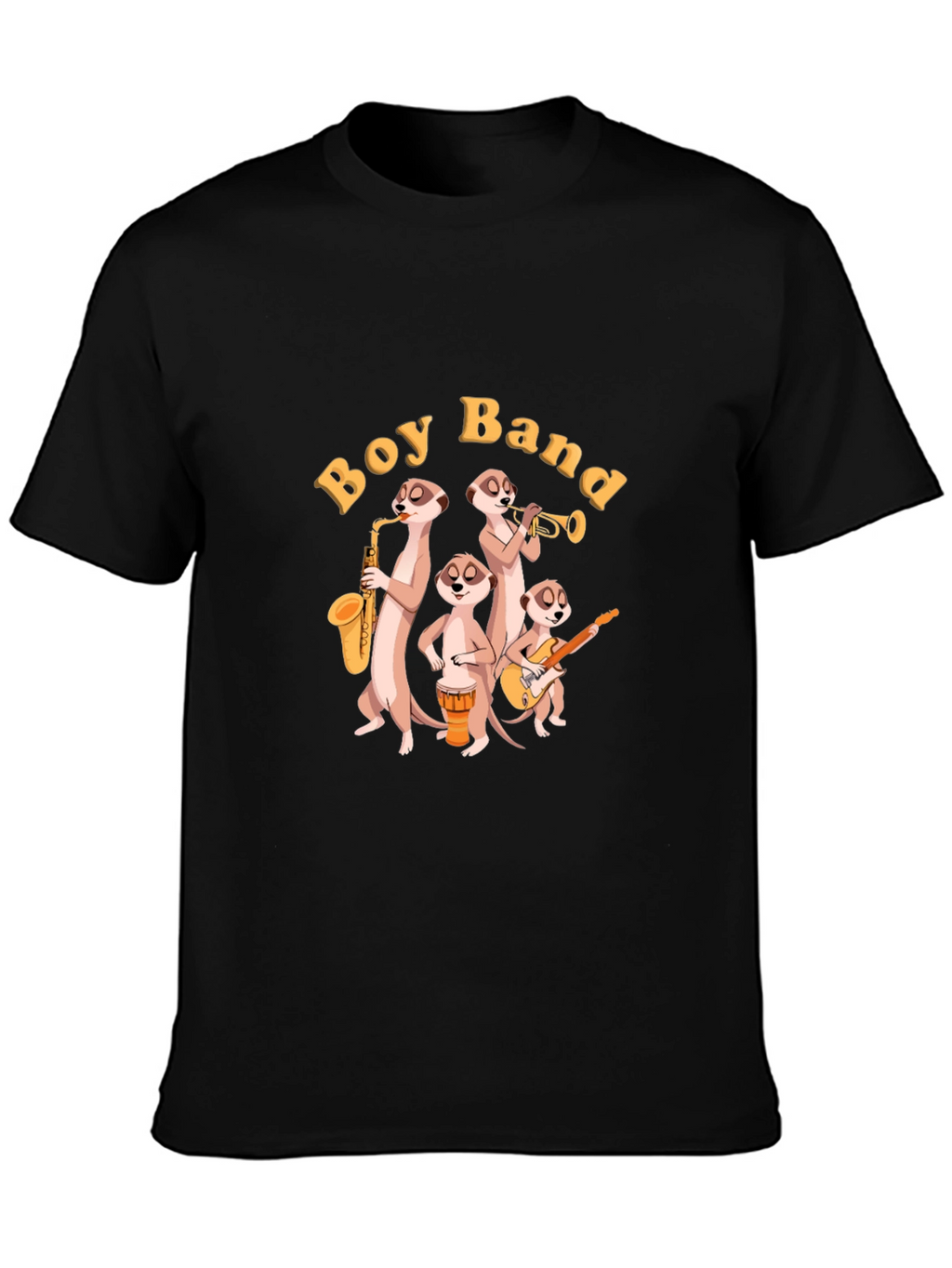 Meerkat Boy Band Graphic Black T-Shirt