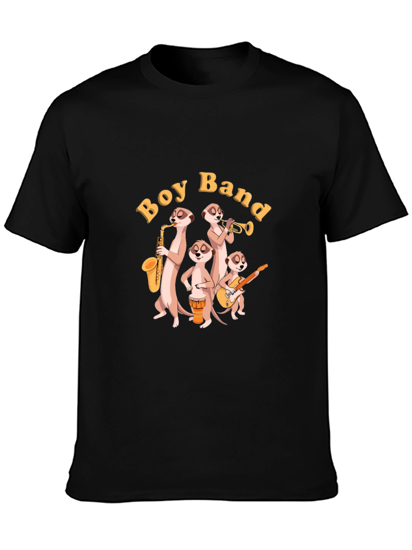 Meerkat Boy Band Graphic Black T-Shirt