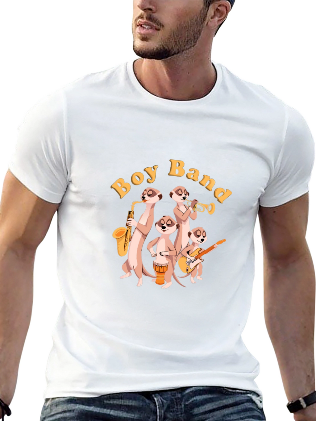 Meerkat Boy Band Graphic Black T-Shirt