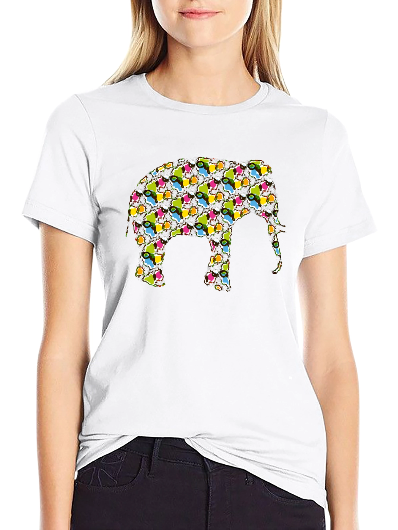Funky Elephant Graphic Tee - Black Cotton T-Shirt