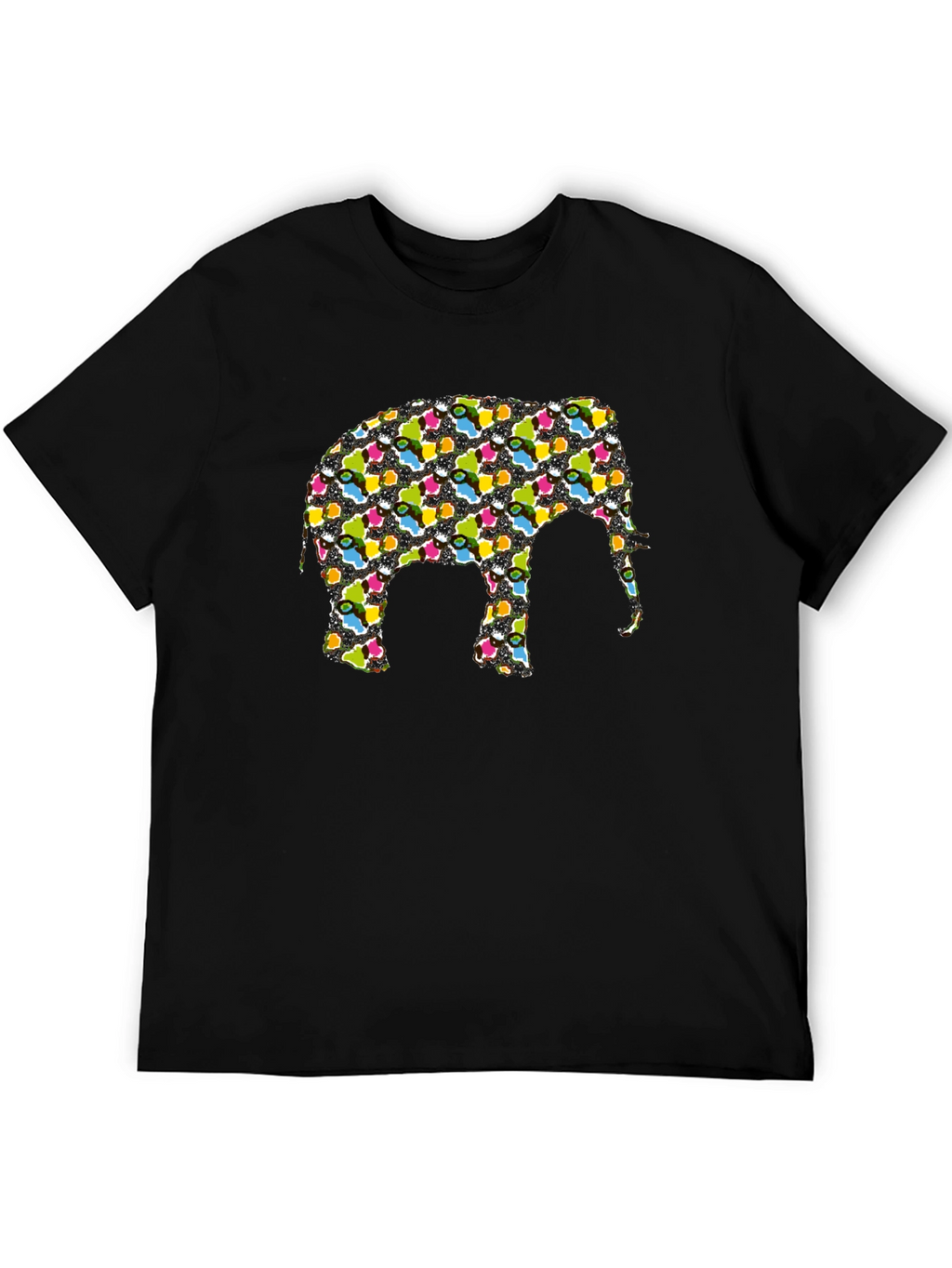 Funky Elephant Graphic Tee - Black Cotton T-Shirt