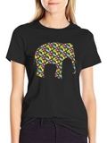 Funky Elephant Graphic Tee - Black Cotton T-Shirt