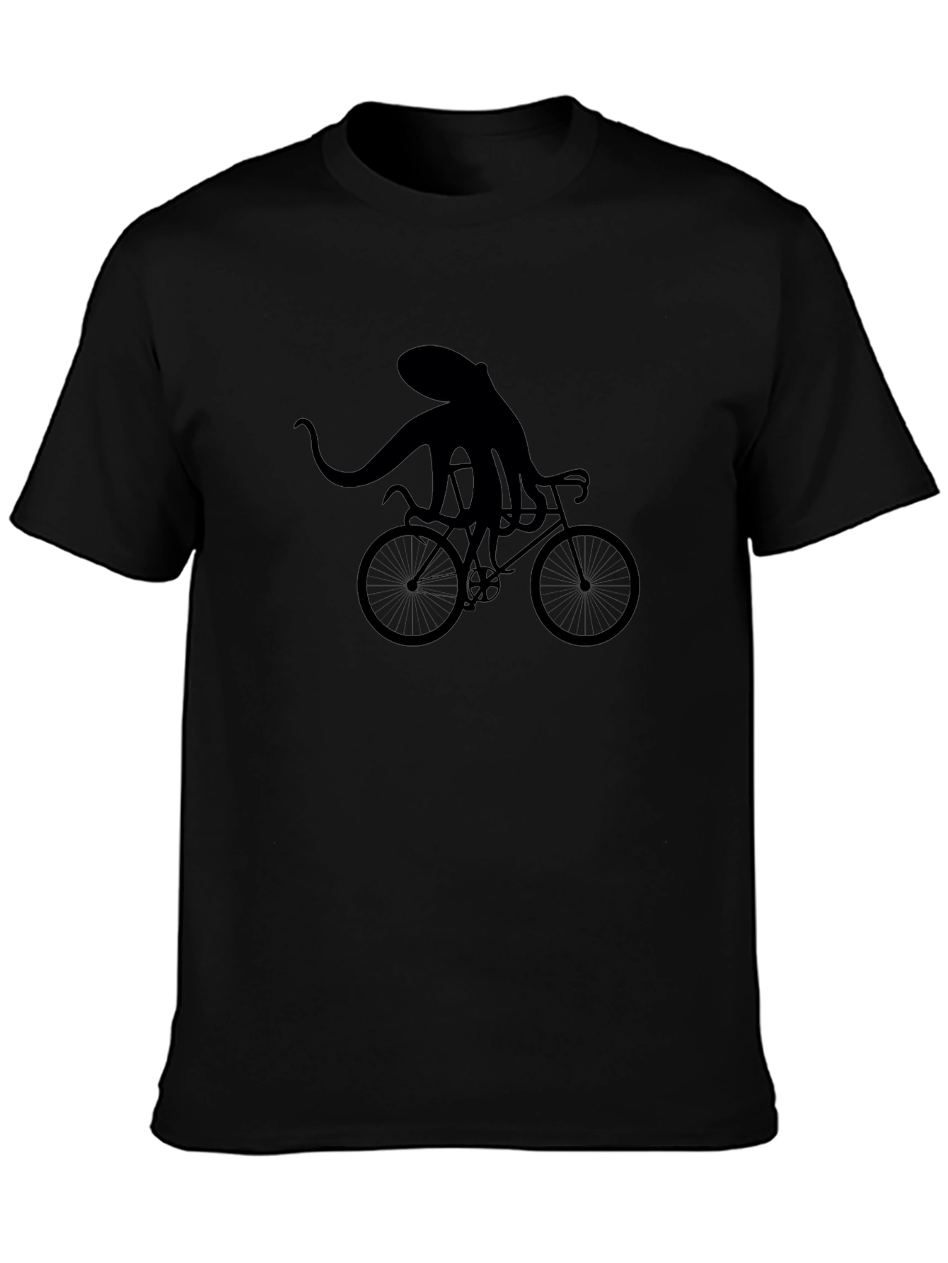 Octopus Riding Bike Graphic T-Shirt - Black