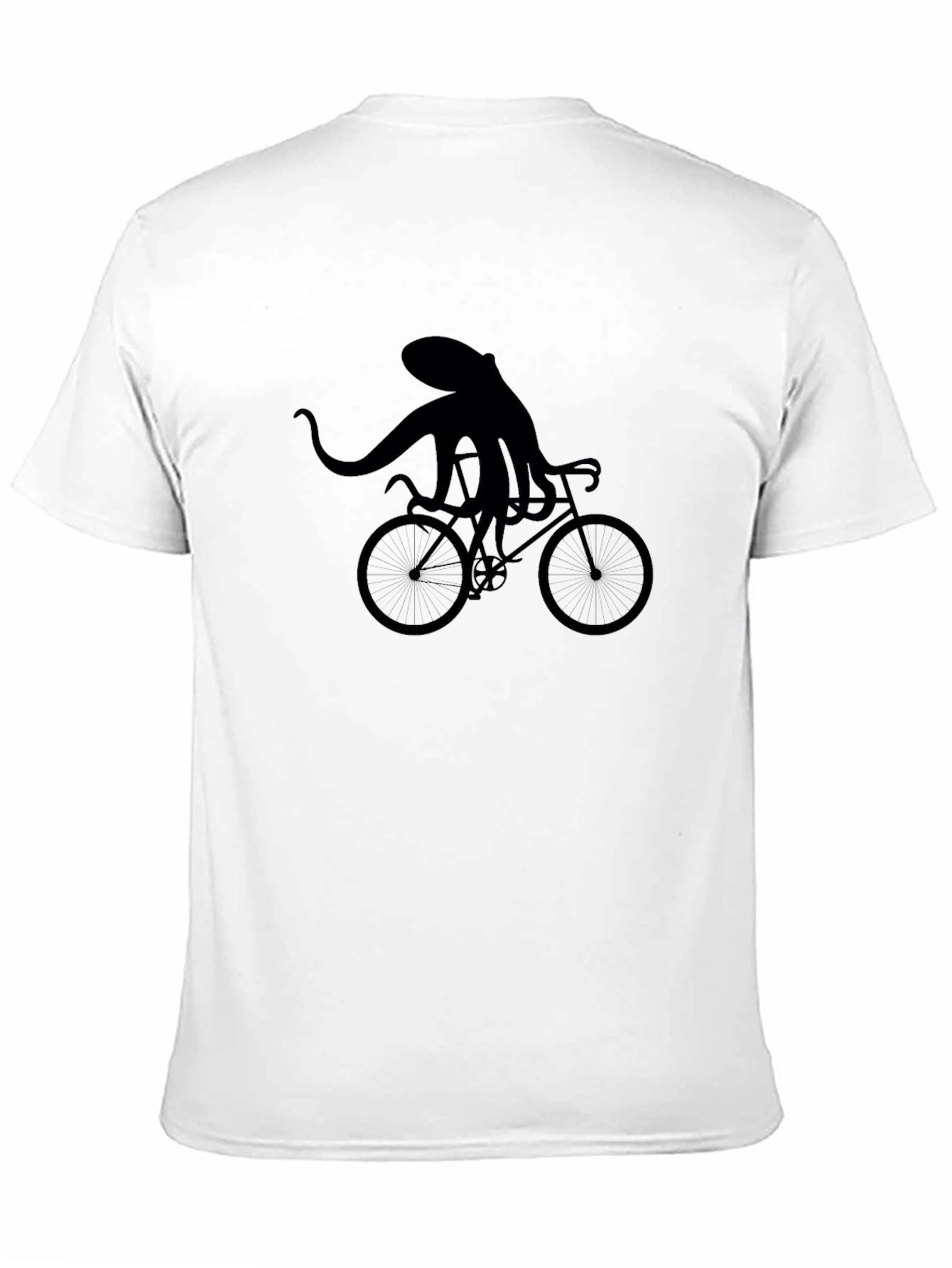 Octopus Riding Bike Graphic T-Shirt - Black