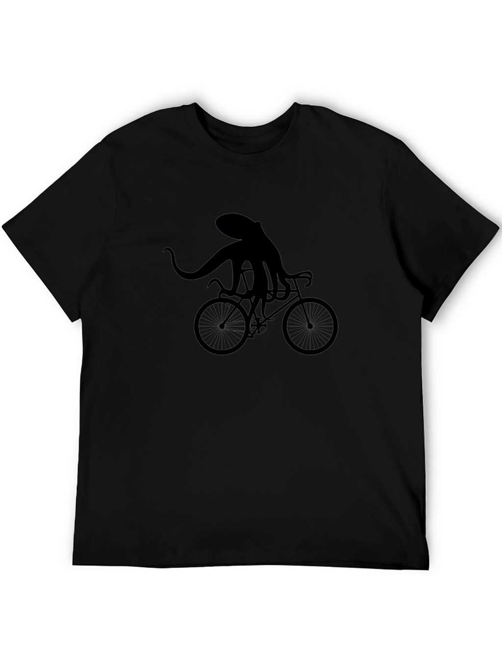 Octopus Riding Bike Graphic T-Shirt - Black