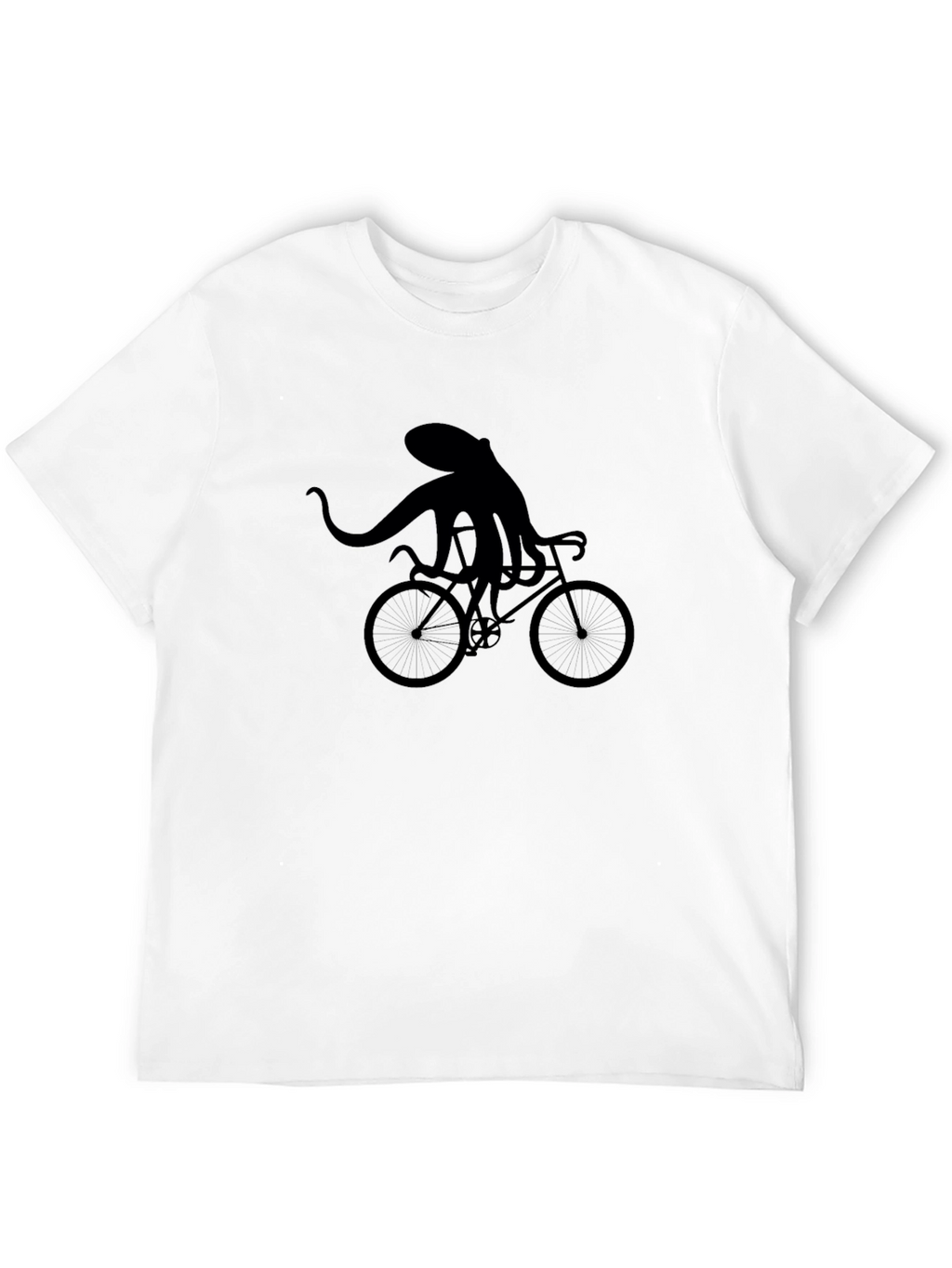 Octopus Riding Bike Graphic T-Shirt - Black