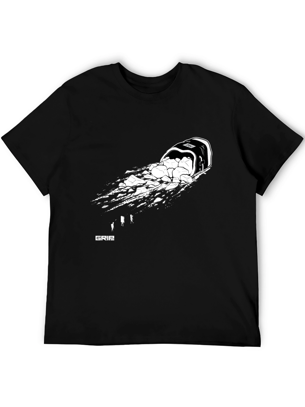 Mens Black Graphic Tee - Rock Bucket Design