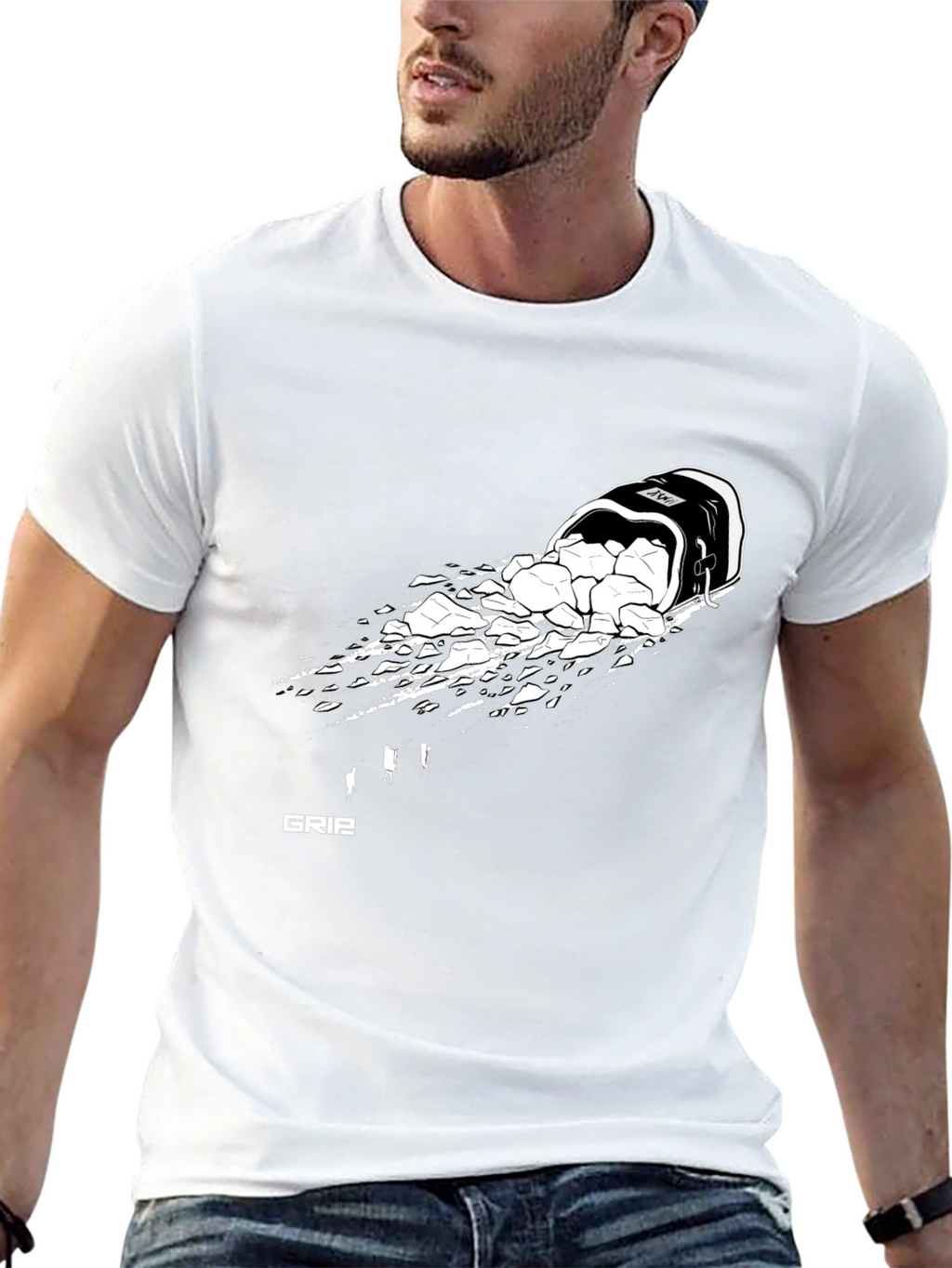 Mens Black Graphic Tee - Rock Bucket Design