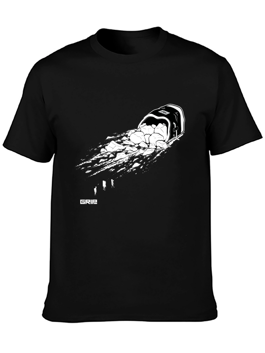 Mens Black Graphic Tee - Rock Bucket Design