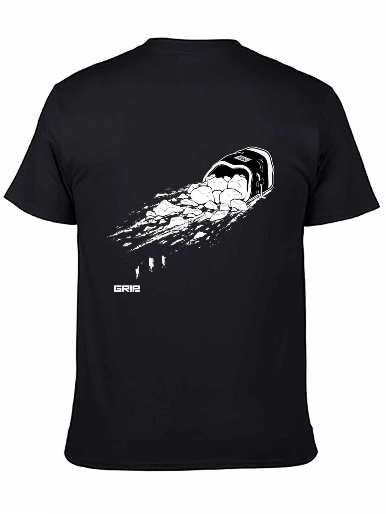 Mens Black Graphic Tee - Rock Bucket Design