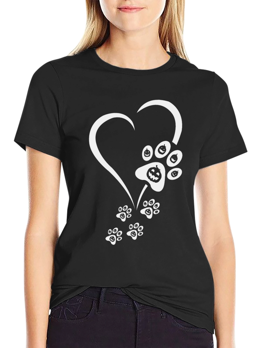 Halloween Heart Paw Print T-Shirt