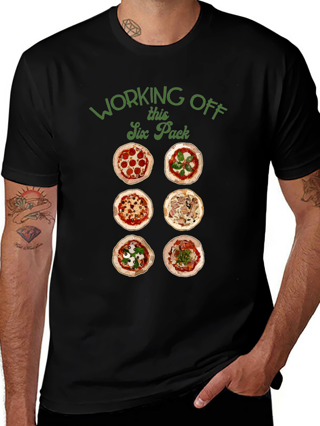 Funny Pizza Six Pack T-Shirt